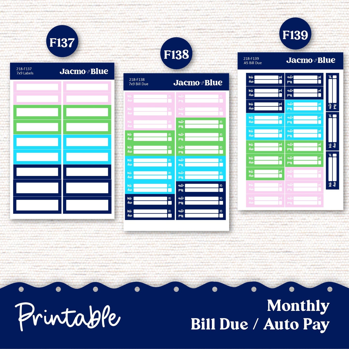 PRINTABLE Plum Paper Planner Monthly Stickers Spring 8x11 7x9 A5 Print and Cut - Kit 218 Extrovert Includes Bill Due Auto Pay and Months