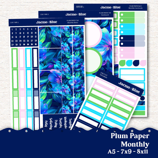 Extrovert Plum Paper Monthly Sticker Kit for 8x11 7x9 A5 Planners - Kit 218 Planner Stickers Deep Purple Violet Pink