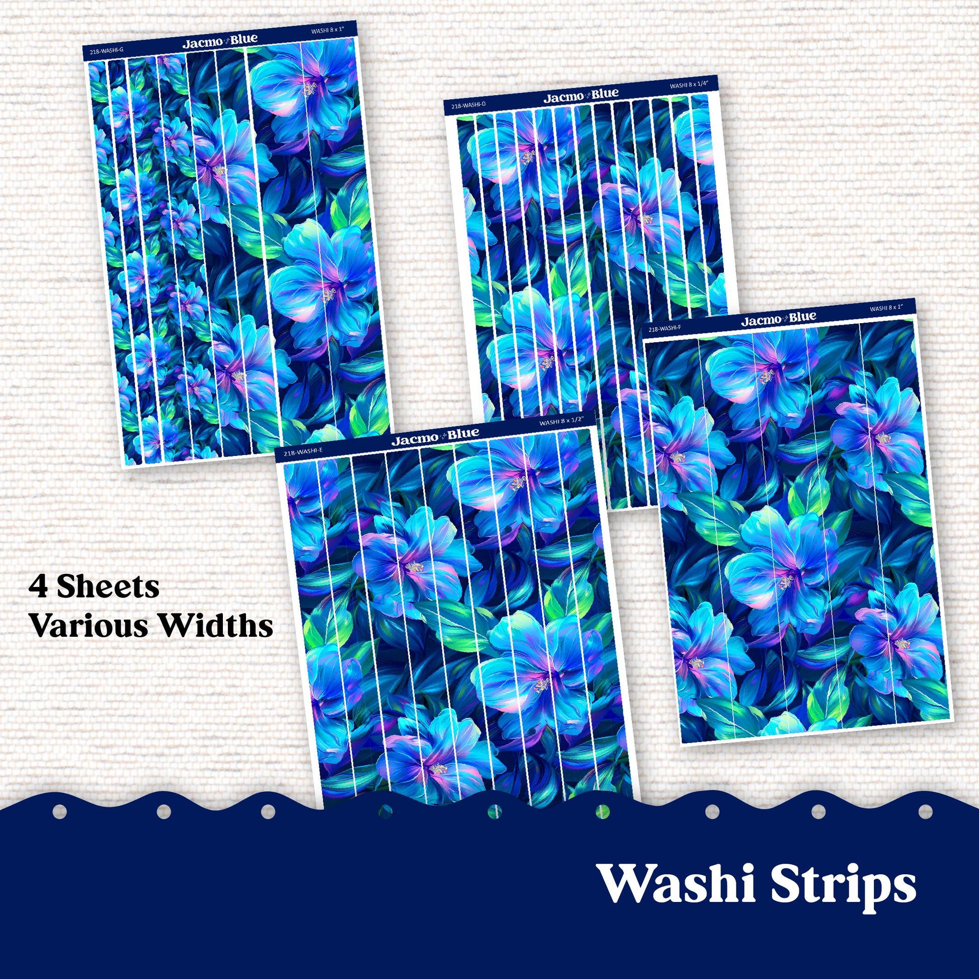 Washi Strips Stickers - 8 Inches Long - Kit 218