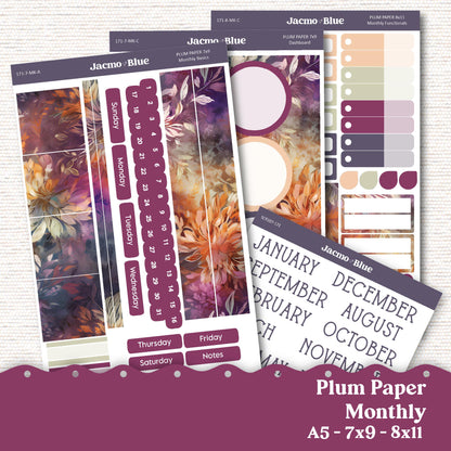 Dreamscapes Plum Paper Monthly Sticker Kit for 8x11 7x9 A5 Planners - Kit 171 Planner Stickers Autumn Fall Vibrant