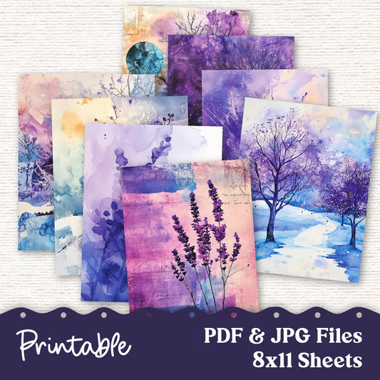 Printable Dashboard for Planner, Junk Journaling, Crafting PDF JPG Digital Download 220VP - Vellum - Shabby Chic Purple Ephemera