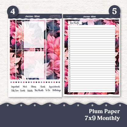 Hard Crush Plum Paper Monthly Sticker Kit for 8x11 7x9 A5 Planners - Kit 194 Planner Stickers