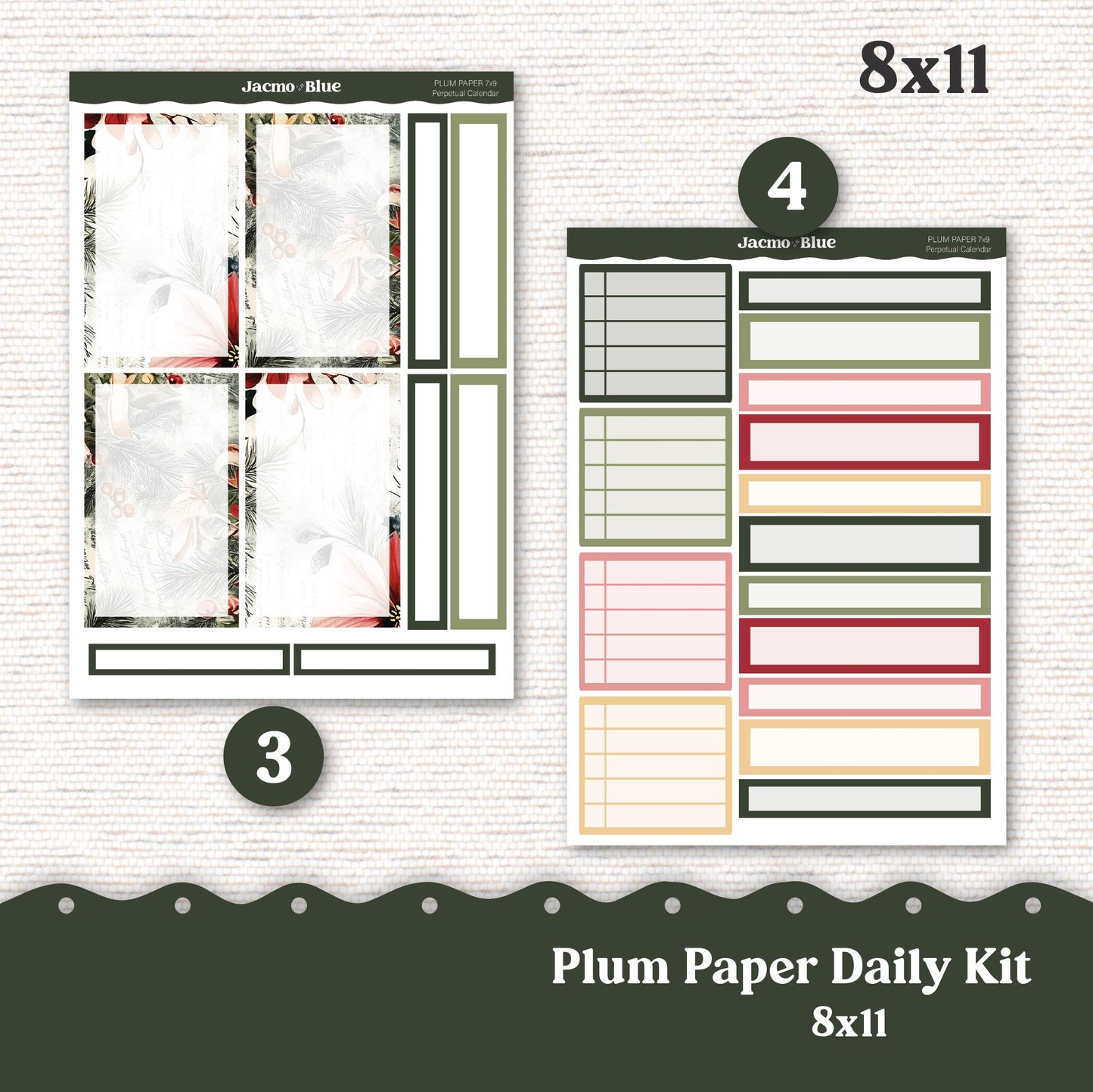 Daily Planner Sticker Kit sized for Plum Paper Planner 8x11 & 7x9 Stickers Kit 232 Christmas December Holidays