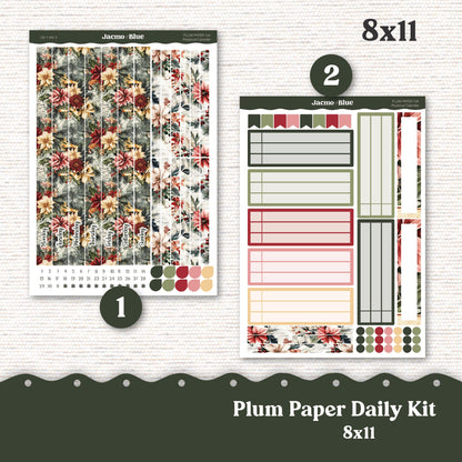 Daily Planner Sticker Kit sized for Plum Paper Planner 8x11 & 7x9 Stickers Kit 232 Christmas December Holidays