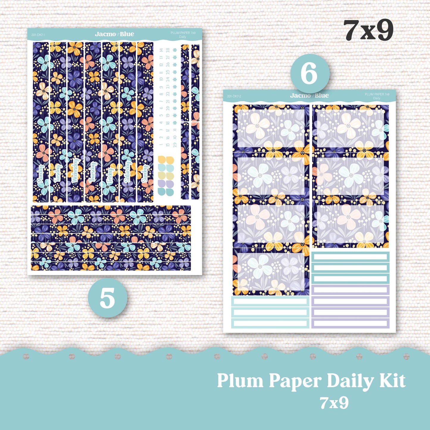 Daily Planner Sticker Kit sized for Plum Paper Planner 8x11 & 7x9 Stickers Kit 201