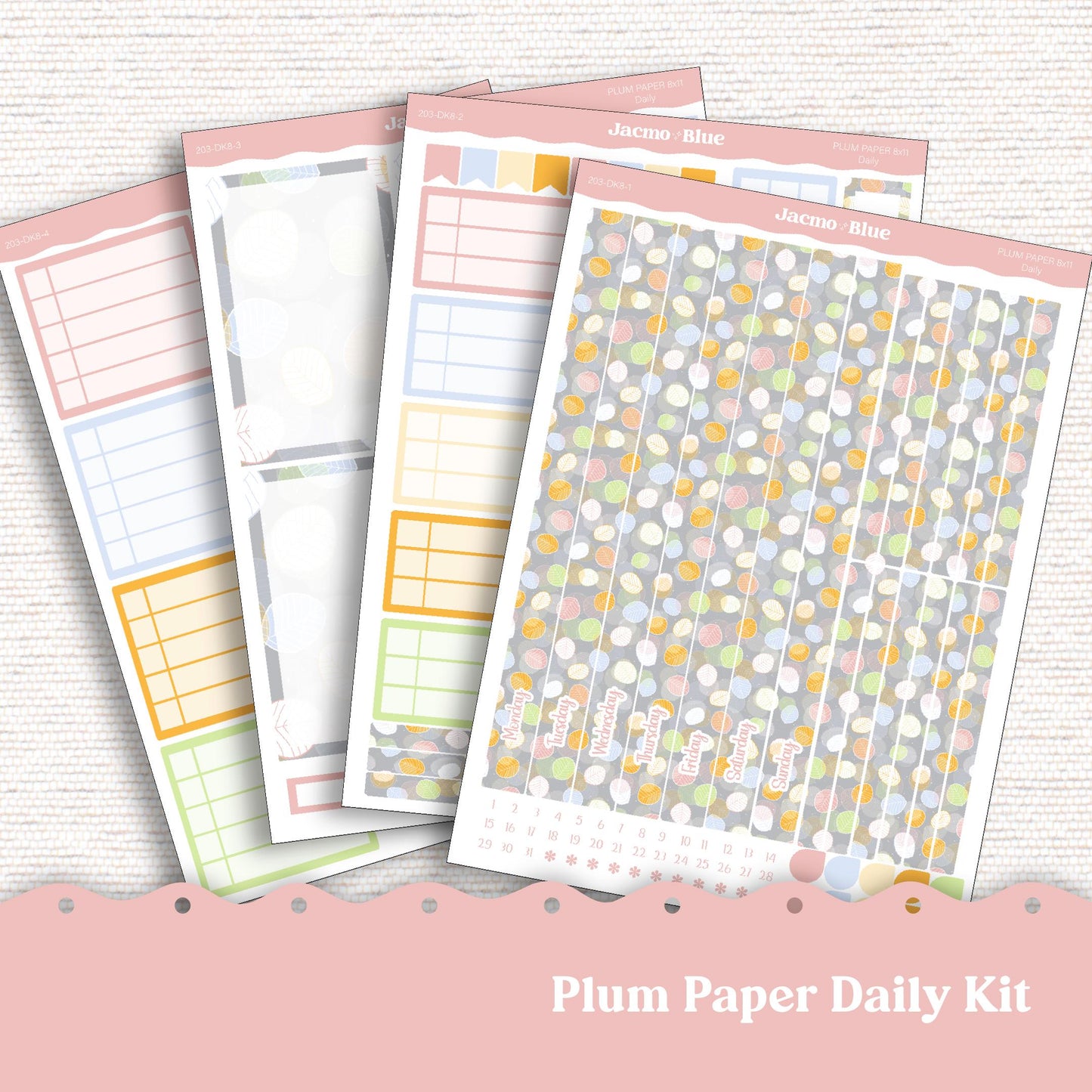 Daily Planner Sticker Kit sized for Plum Paper Planner 8x11 & 7x9 Stickers Kit 203 February Pink