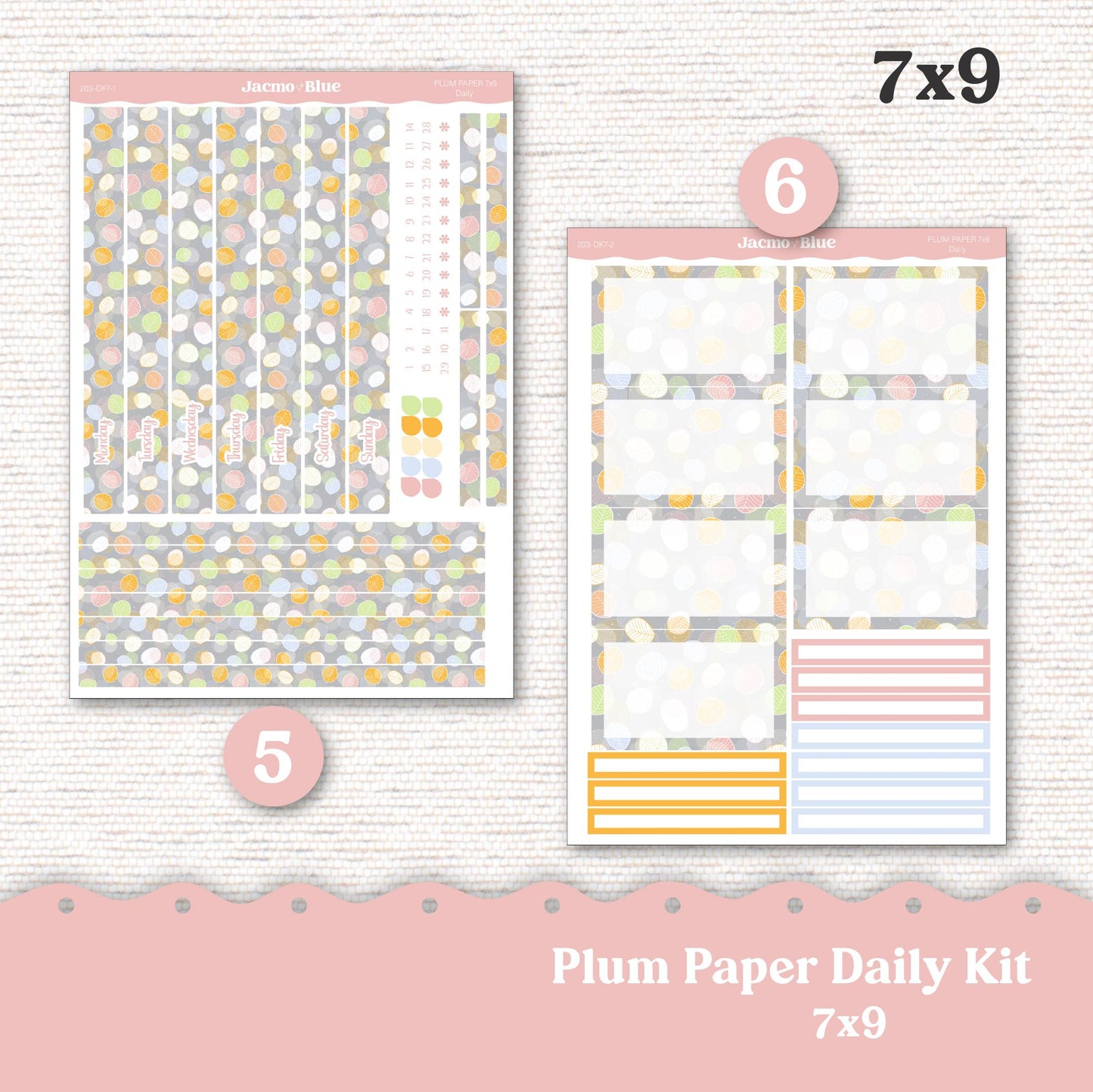 Daily Planner Sticker Kit sized for Plum Paper Planner 8x11 & 7x9 Stickers Kit 203 February Pink