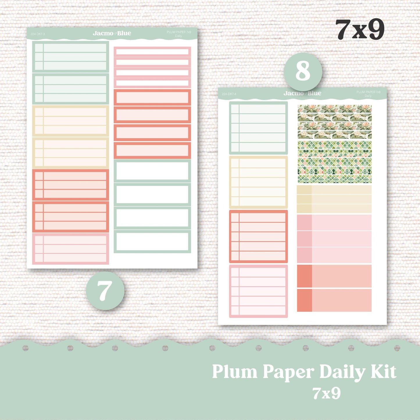 Daily Planner Sticker Kit sized for Plum Paper Planner 8x11 & 7x9 Stickers Kit 224 Lily Pads