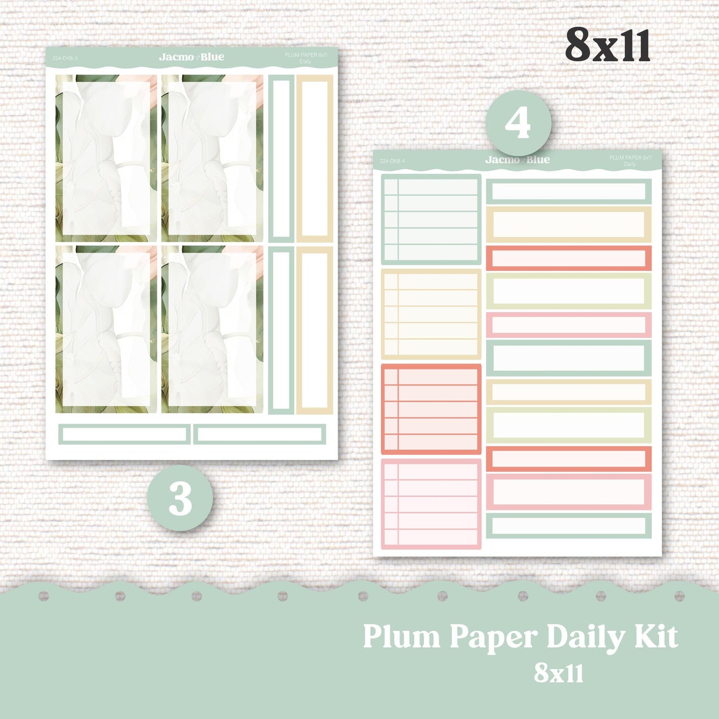 Daily Planner Sticker Kit sized for Plum Paper Planner 8x11 & 7x9 Stickers Kit 224 Lily Pads