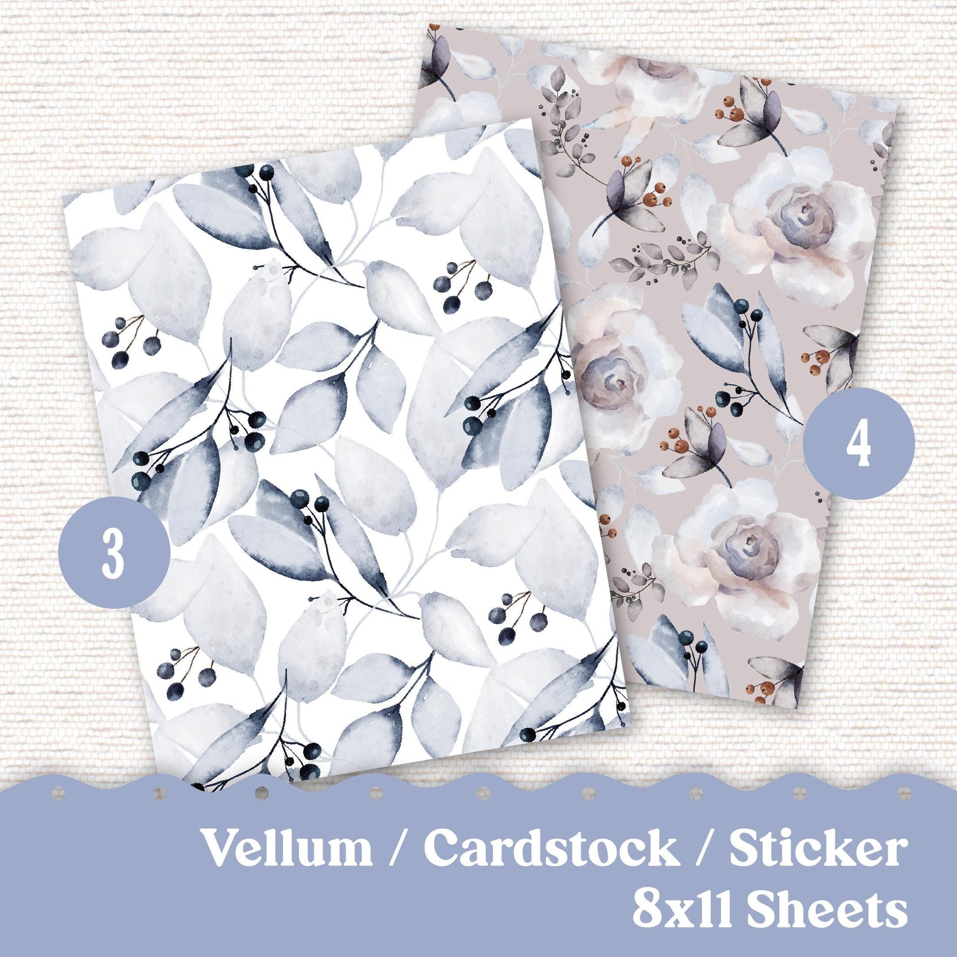 Vellum or Cardstock Dashboard Tip-in for Planners or Junk Journaling - Kit 114V - Winter Visions