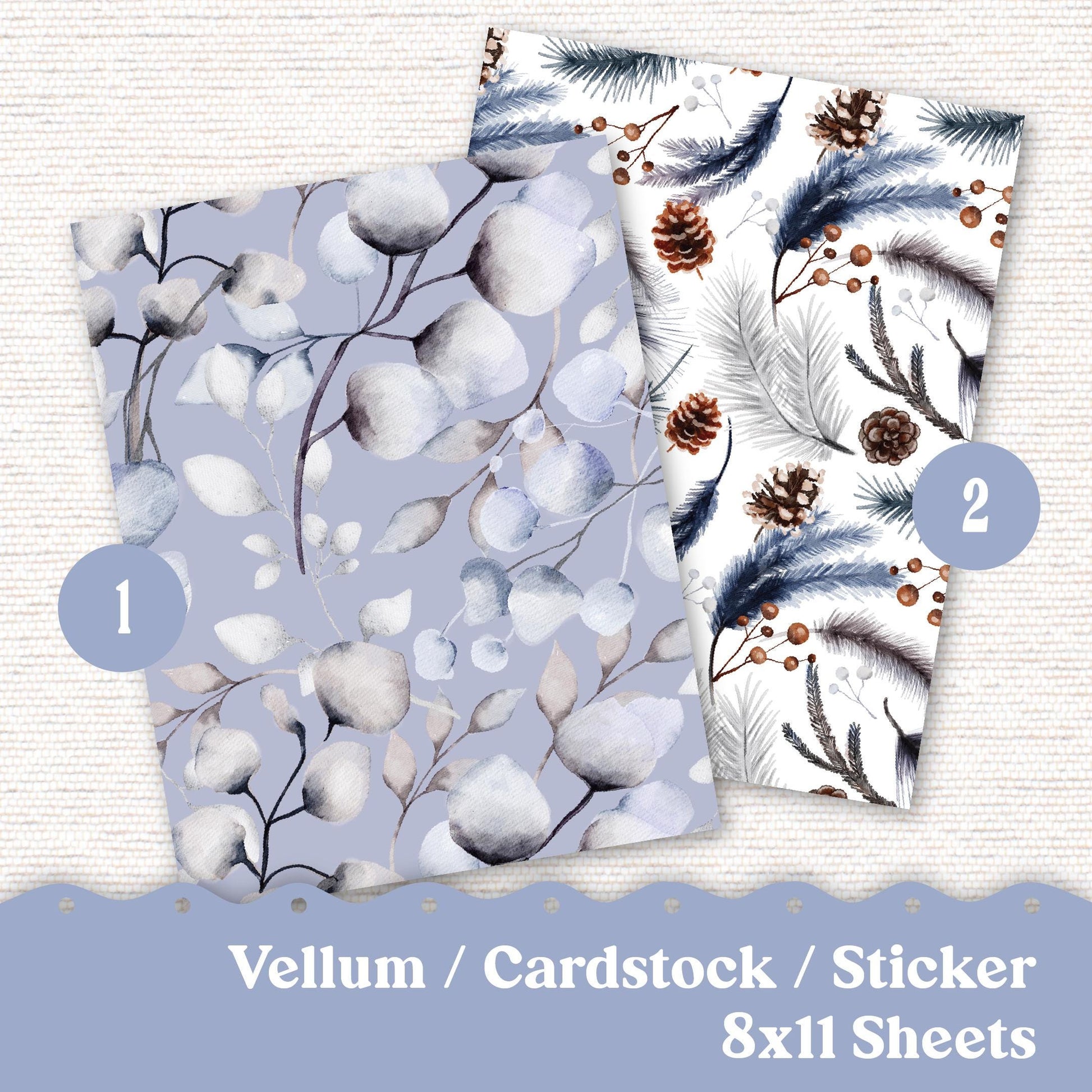 Vellum or Cardstock Dashboard Tip-in for Planners or Junk Journaling - Kit 114V - Winter Visions