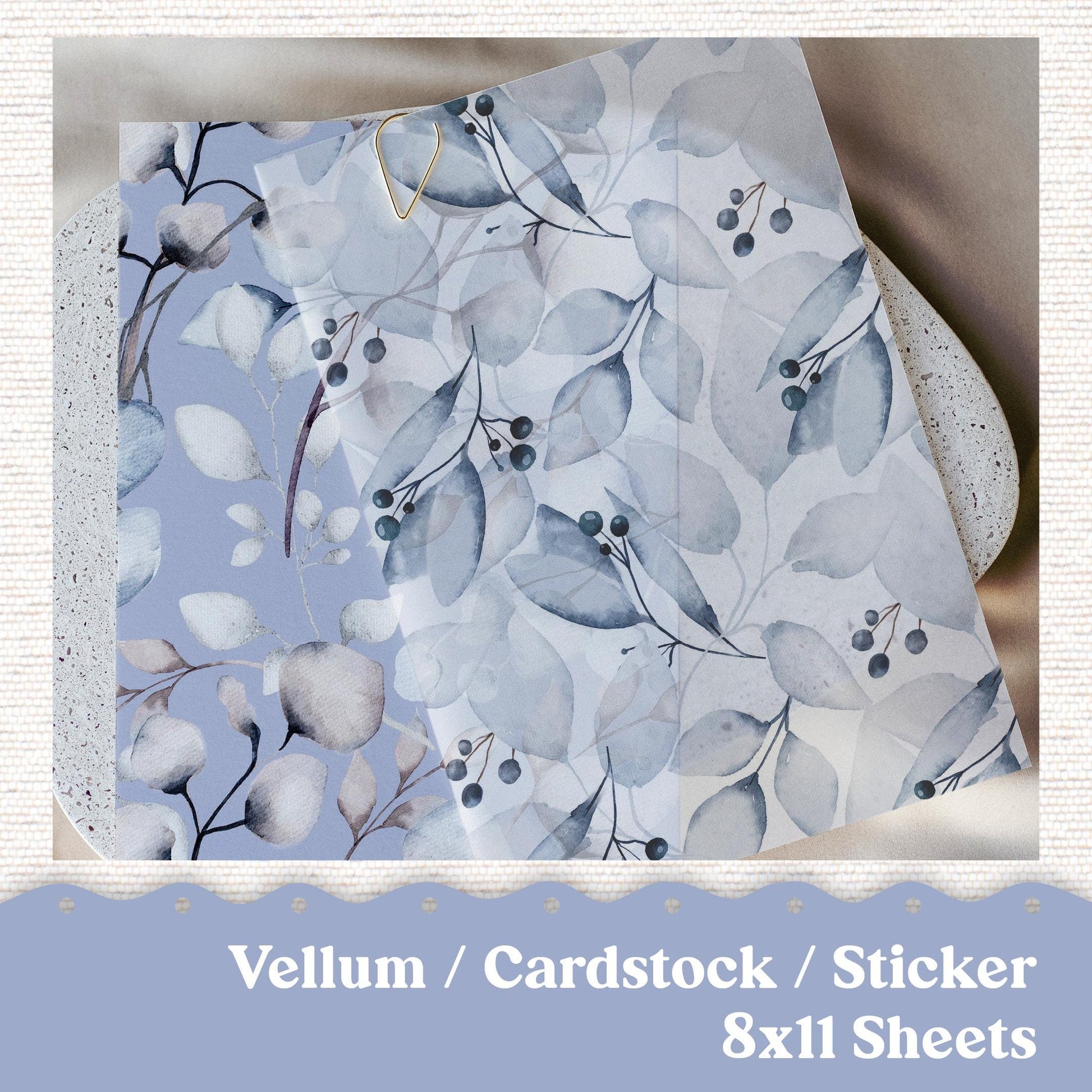 Vellum or Cardstock Dashboard Tip-in for Planners or Junk Journaling - Kit 114V - Winter Visions