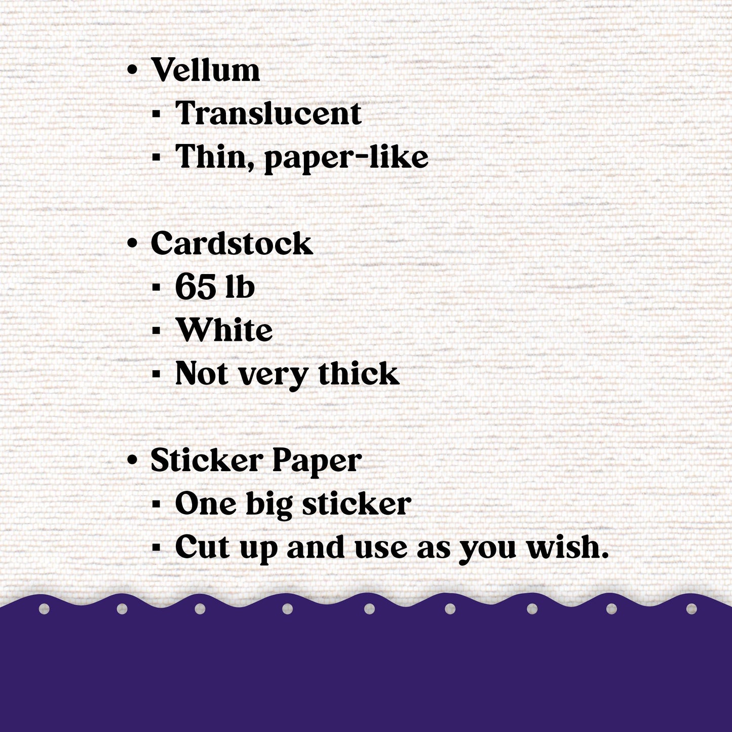 Purple Vellum or Cardstock Dashboard Tip-in for Planners or Junk Journaling - 116V - Violet Variety