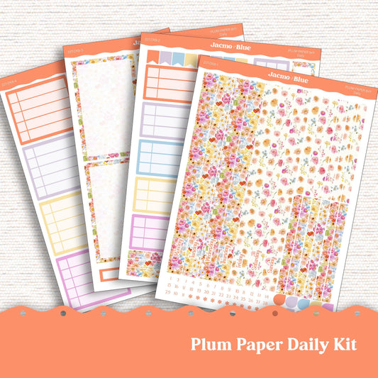 Daily Planner Sticker Kit sized for Plum Paper Planner 8x11 & 7x9 Stickers Kit 227 Summer Flowers