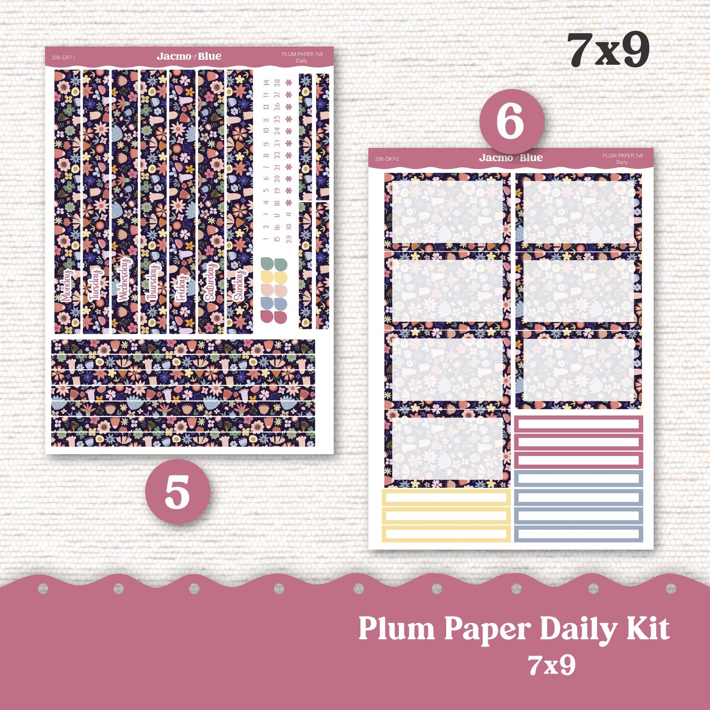 Daily Planner Sticker Kit sized for Plum Paper Planner 8x11 & 7x9 Stickers Kit 206