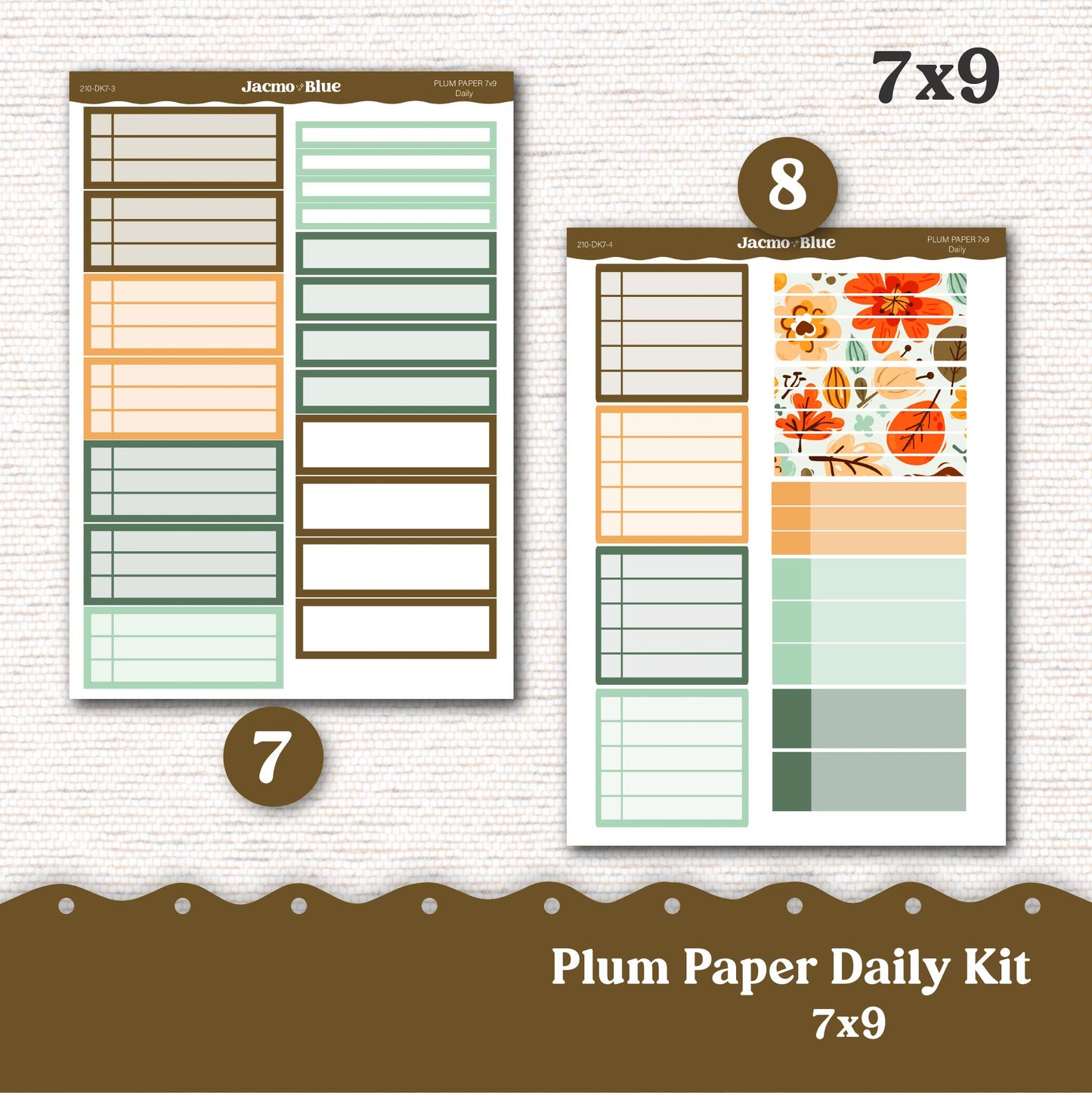 Daily Planner Sticker Kit sized for Plum Paper Planner 8x11 & 7x9 Stickers Kit 210 September Fall