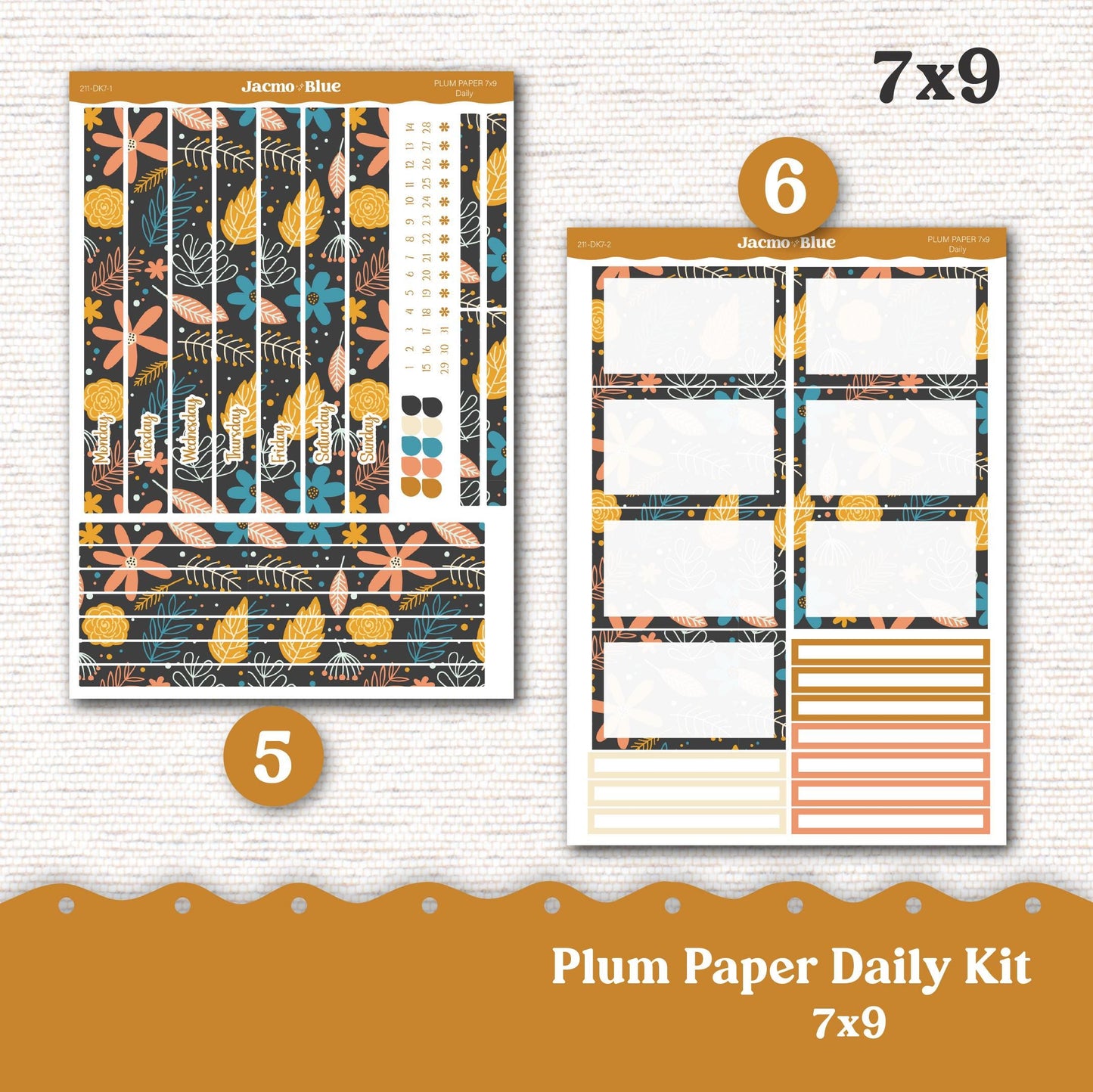 Daily Planner Sticker Kit sized for Plum Paper Planner 8x11 & 7x9 Stickers Kit 211 October Fall Autumn Cute