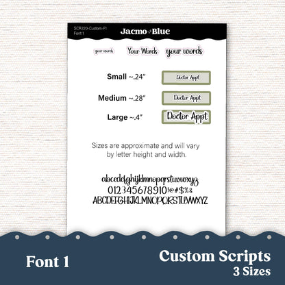 Custom Scripts Planner Stickers - Font 1