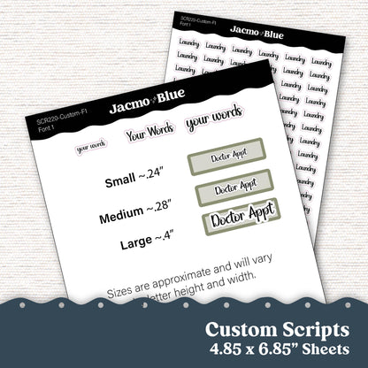 Custom Scripts Planner Stickers - Font 1