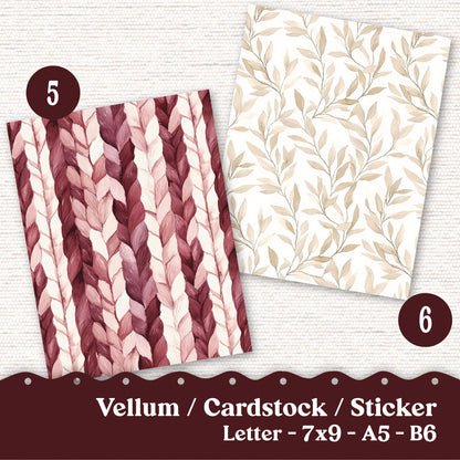 Vellum or Cardstock Dashboard Tip-in for Planners or Junk Journaling - Kit 118V - Warm Burgandy - Letter A5 7x9 B6