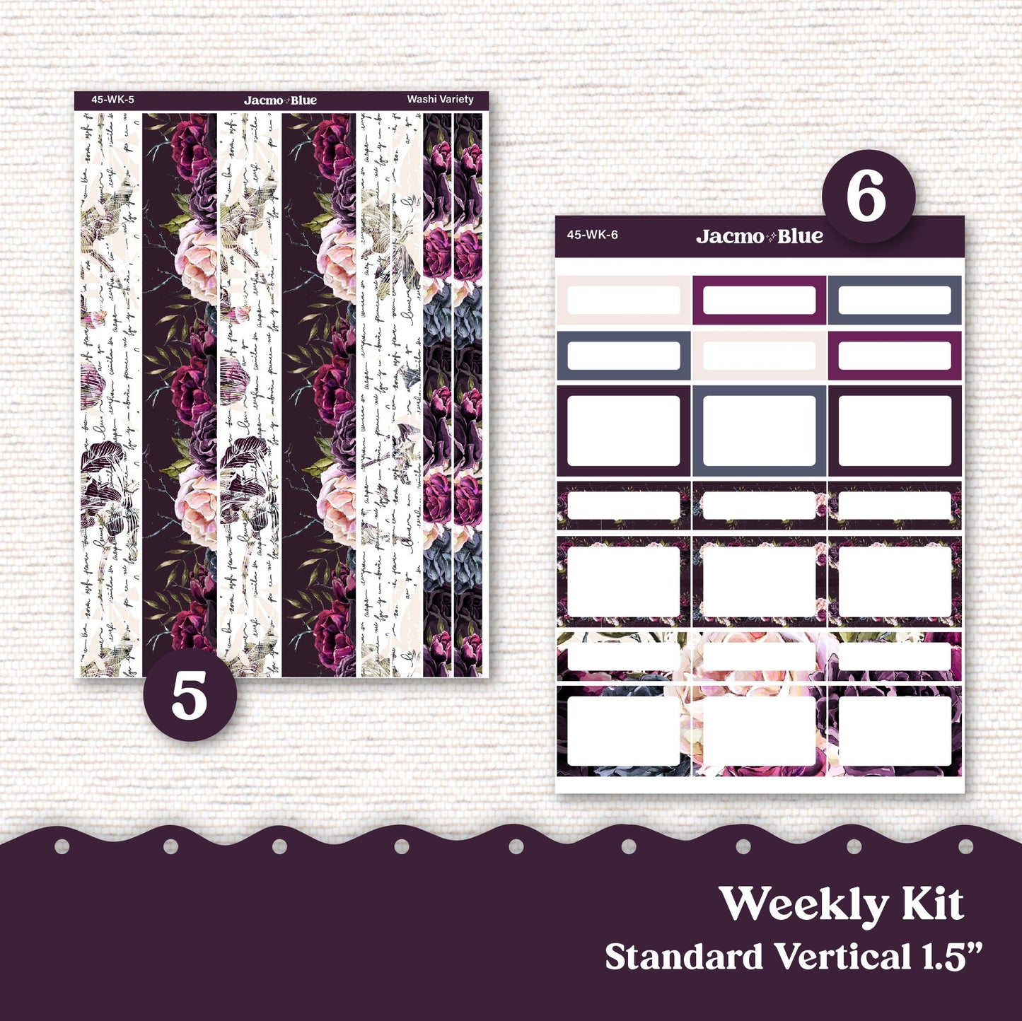 Forget Me Not Weekly Planner Sticker Kit Vertical Planner Stickers Kit 45 - Standard Vertical 1.5" Columns