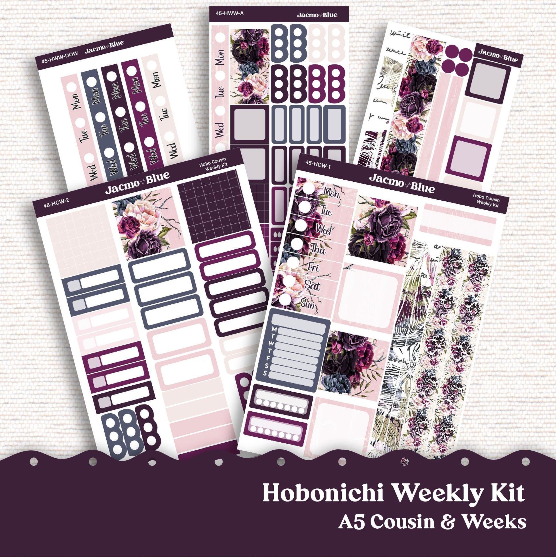 Hobonichi Cousin & Weeks Weekly Planner Stickers Kit 45 Forget Me Not