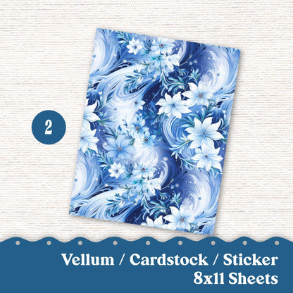 Vellum or Cardstock Dashboard Tip-in for Planners or Junk Journaling - 110V - Snow Flurries