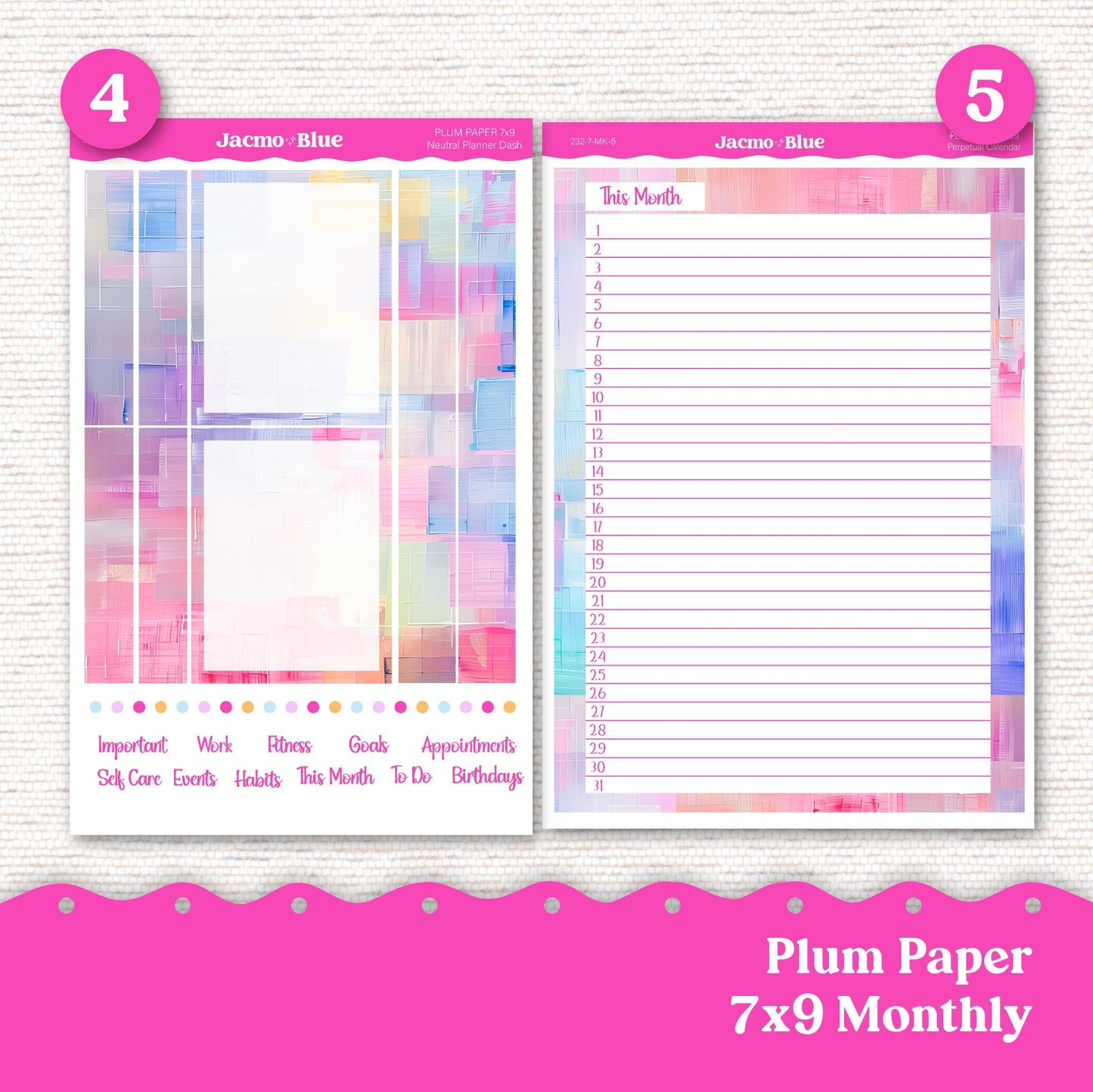 Plum Paper Monthly Sticker Kit for 8x11 7x9 A5 Planners - Kit 233 Planner Stickers Abstract Gradient