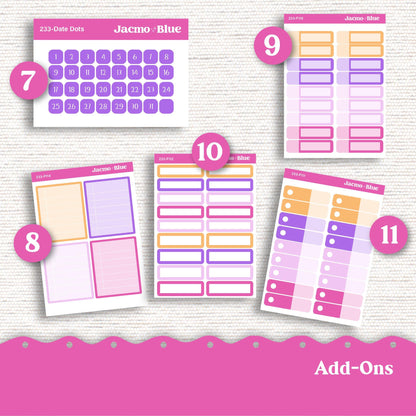 Periwinkle Abstract Weekly Planner Sticker Kit Vertical Planner Stickers Kit 233 - Standard Vertical 1.5" Columns A5 B6