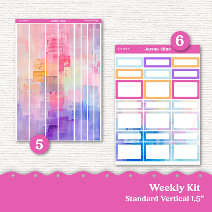 Periwinkle Abstract Weekly Planner Sticker Kit Vertical Planner Stickers Kit 233 - Standard Vertical 1.5" Columns A5 B6