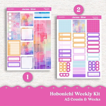 Periwinkle Abstract Hobonichi Cousin & Weeks Weekly Planner Sticker Kit 233 - Vibrant Bright Pink