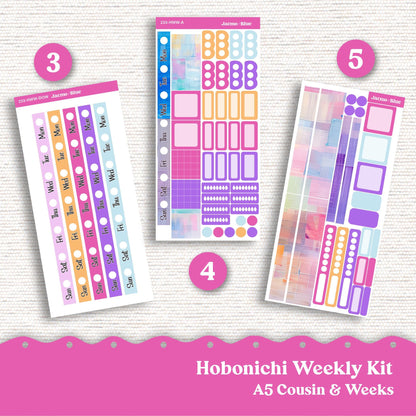 Periwinkle Abstract Hobonichi Cousin & Weeks Weekly Planner Sticker Kit 233 - Vibrant Bright Pink