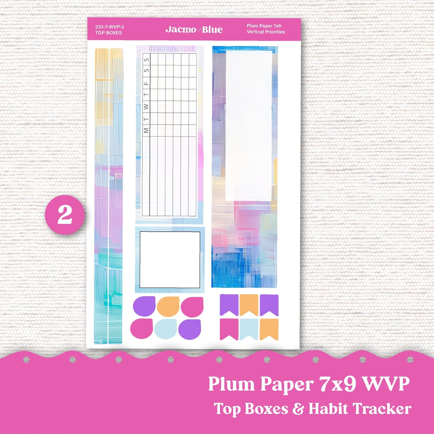 Weekly Vertical Priorities Plum Paper Kit 233 - Periwinkle Abstract