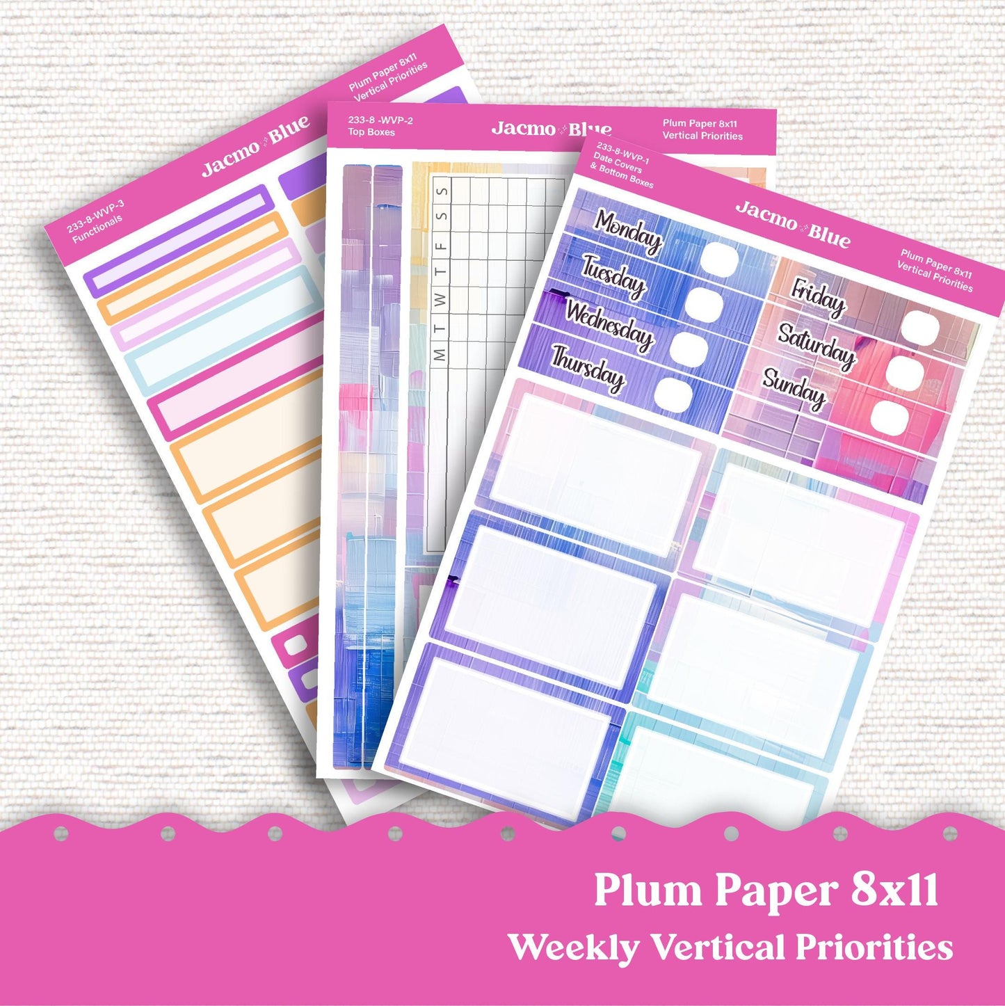 Weekly Vertical Priorities Plum Paper Kit 233 - Periwinkle Abstract