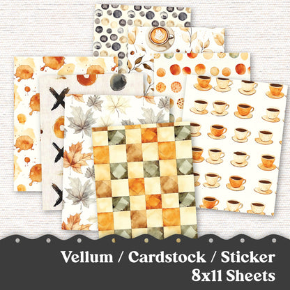 Vellum or Cardstock Dashboard Tip-in for Planners or Junk Journaling - Kit 111V - Coffee