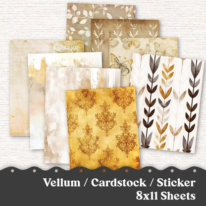 Vellum or Cardstock Dashboard Tip-in for Planners or Junk Journaling - Kit 112V- Vintage Gold