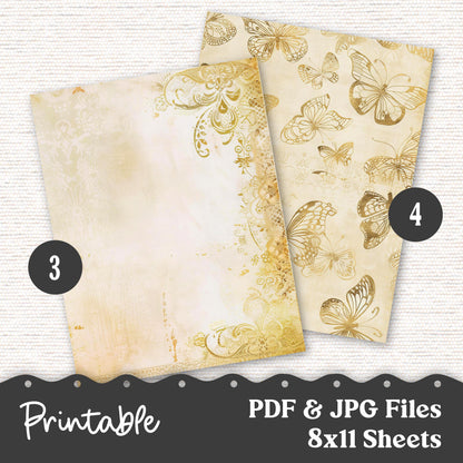 Beige and Gold Printable Dashboard for Planner, Junk Journaling, Crafting PDF JPG 111VP - Vellum - Shabby Chic Junk Journaling