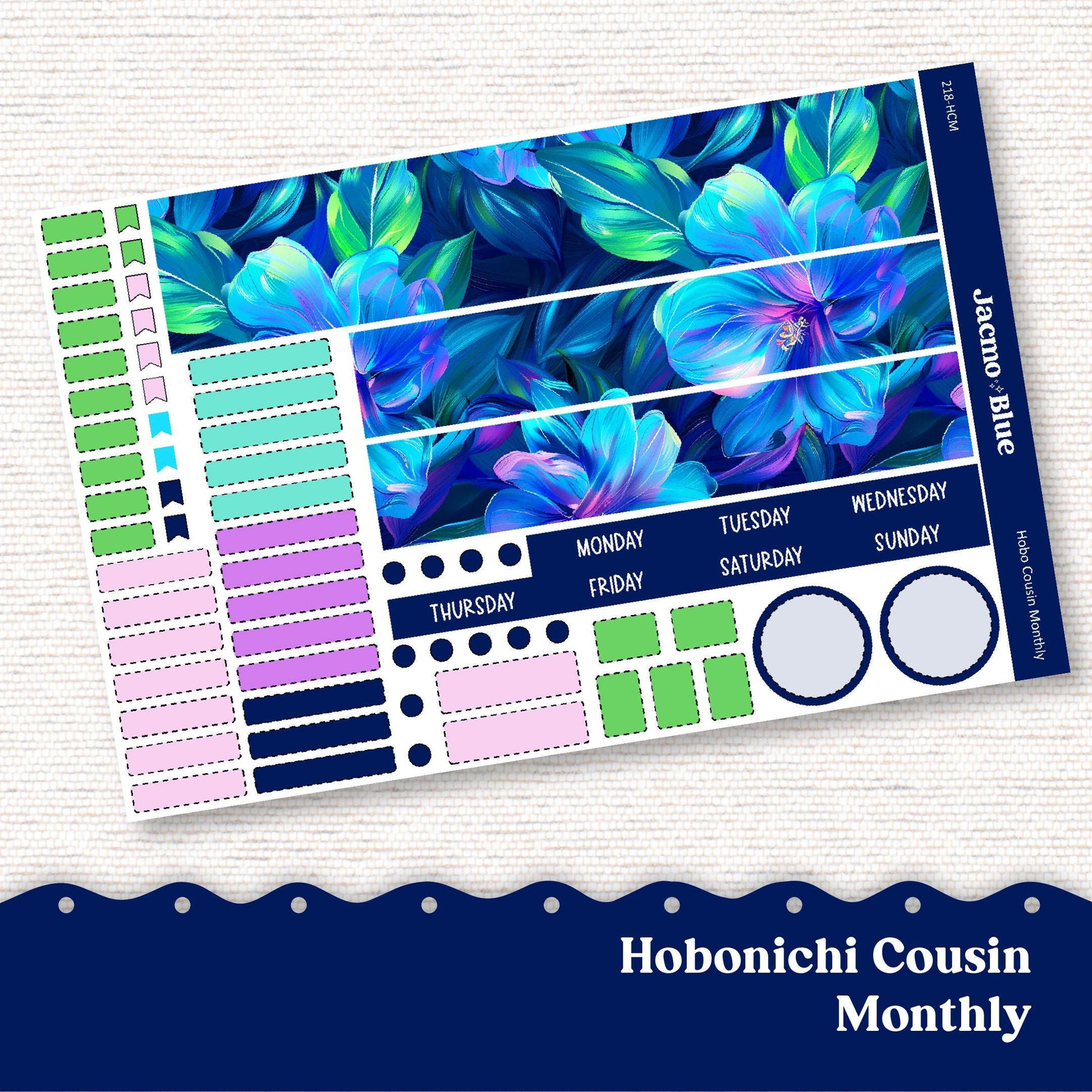 Hobonichi Cousin Monthly Planner Stickers Kit 218 Extrovert Monthly Hobo Kit