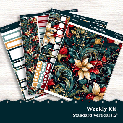 December Swirls Weekly Planner Sticker Kit Vertical Planner Stickers Kit 228 - Standard Vertical 1.5" Columns A5 B6