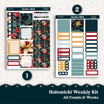 December Swirls Hobonichi Cousin & Weeks Weekly Planner Sticker Kit 228 - Holiday Christmas