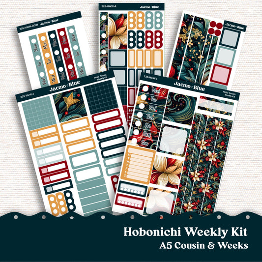 December Swirls Hobonichi Cousin & Weeks Weekly Planner Sticker Kit 228 - Holiday Christmas