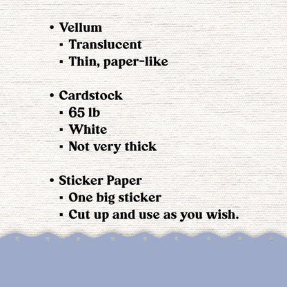 Vellum or Cardstock Dashboard Tip-in for Planners or Junk Journaling - Kit 141V - Winter Visions