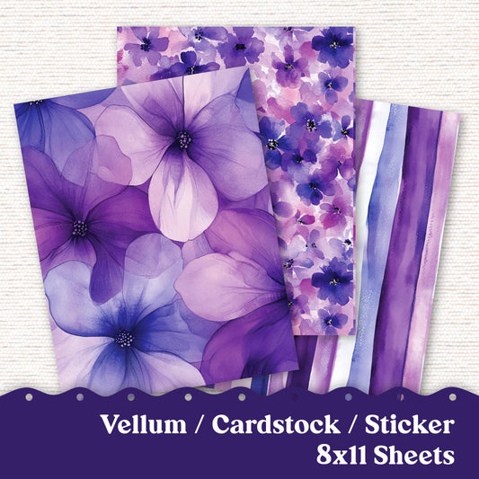 Purple Vellum or Cardstock Dashboard Tip-in for Planners or Junk Journaling - 116V - Violet Variety