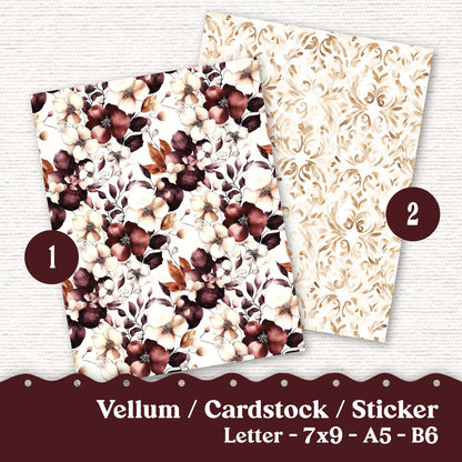 Vellum or Cardstock Dashboard Tip-in for Planners or Junk Journaling - Kit 118V - Warm Burgandy - Letter A5 7x9 B6