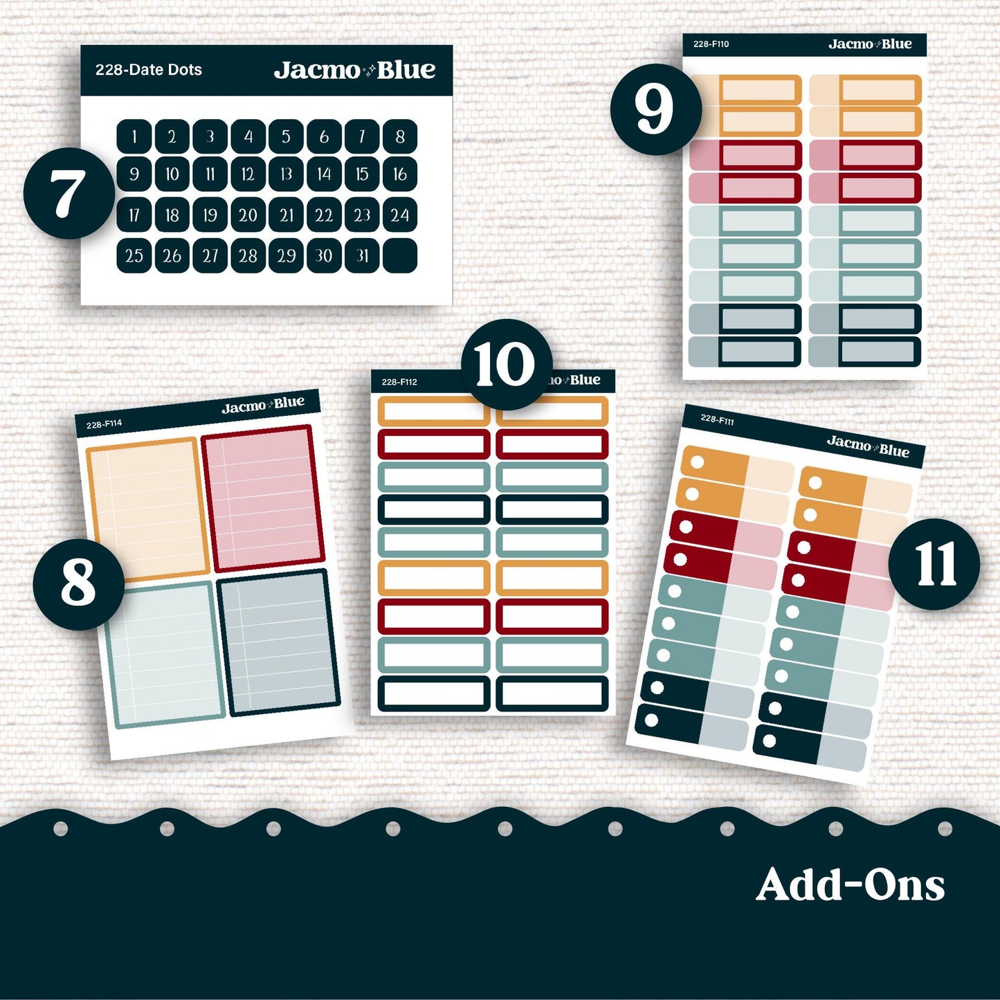 December Swirls Weekly Planner Sticker Kit Vertical Planner Stickers Kit 228 - Standard Vertical 1.5" Columns A5 B6