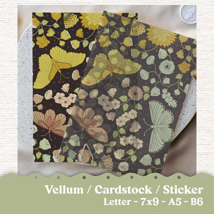 Vellum or Cardstock Dashboard Tip-in for Planners or Junk Journaling - 122V - Vintage Butterflies