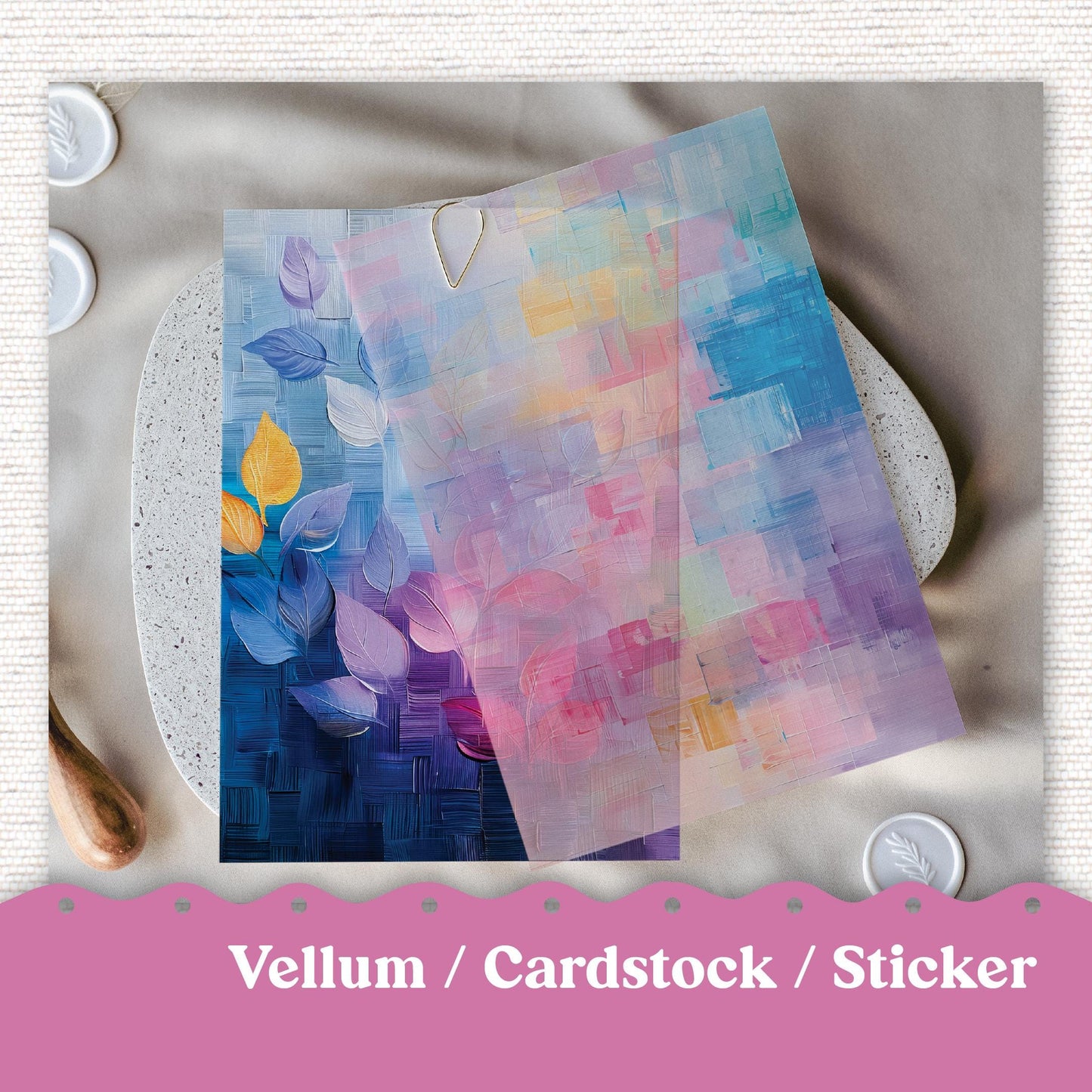 Vellum or Cardstock Dashboard Tip-in for Planners or Junk Journaling - 109V - Periwinkle Abstract