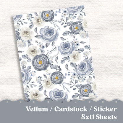 Vellum or Cardstock Dashboard Tip-in for Planners or Junk Journaling - 123V Watercolor Wintery Floral