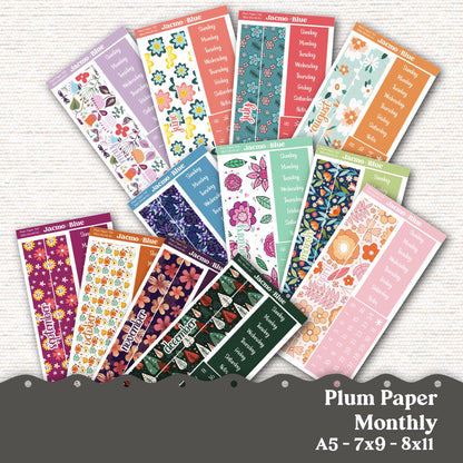 Mini Monthly Kits Plum Paper 2025 - A5 - 7x9 - 8x11 - 12 Month Bundle too