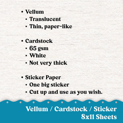 Vellum or Cardstock Dashboard Tip-in for Planners or Junk Journaling - Kit 125V